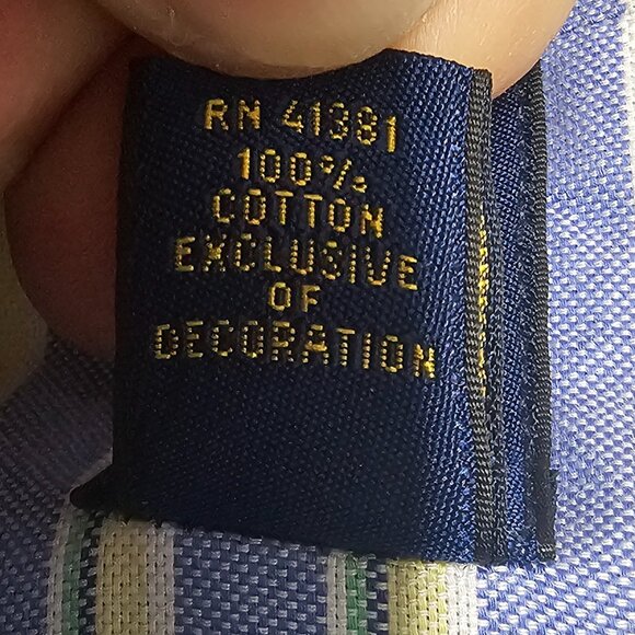 Ralph Lauren Blue Yellow Striped Button-Down Shirt Collegiate Preppy 16.5 - Picture 11 of 12